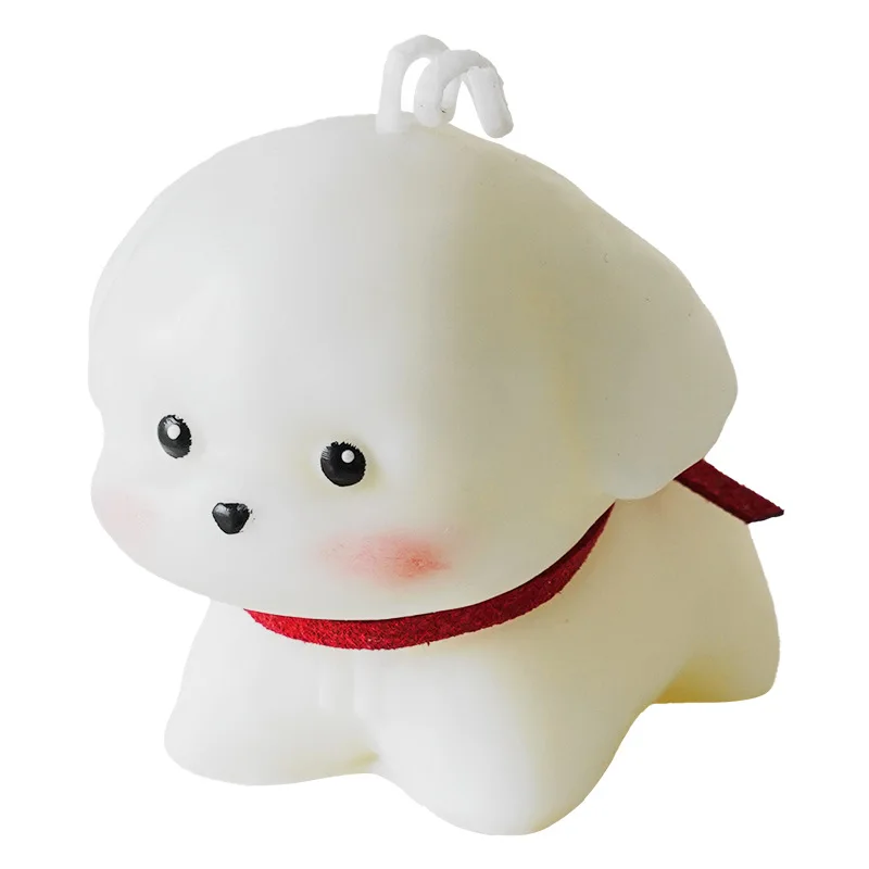 2024 Creative Handmade Cute Animal Mini White Puppy Dog Scented Candles with Colored Gift Box