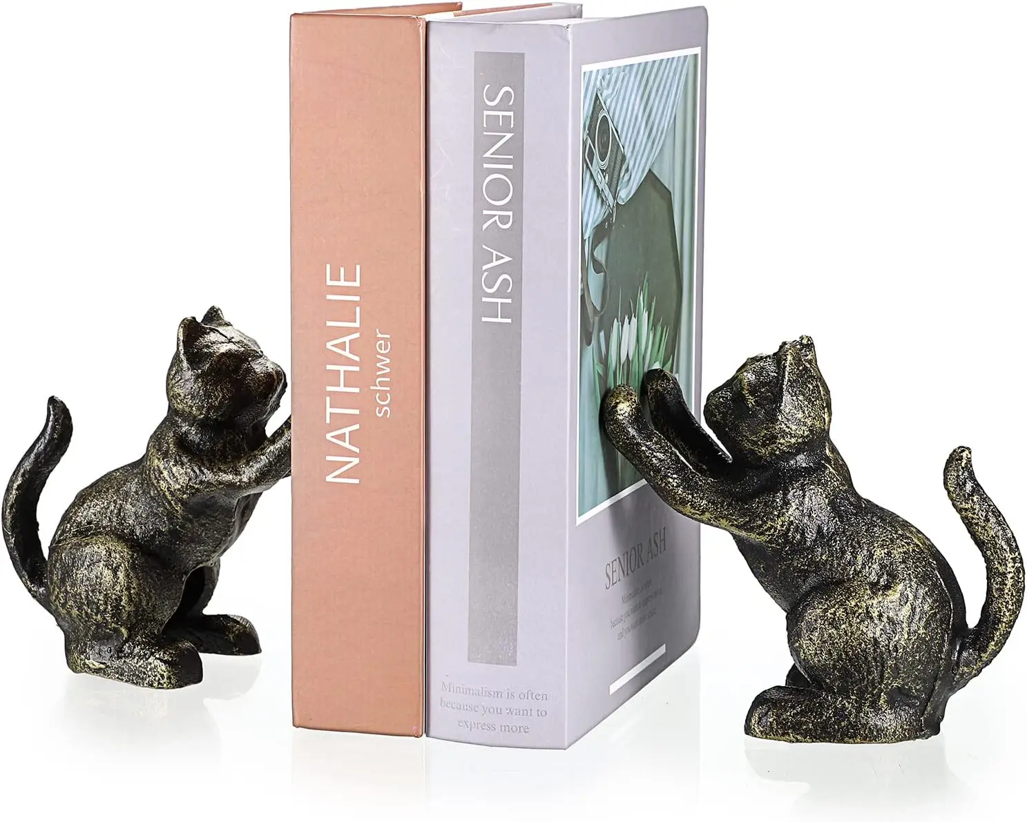 Home Decorative heavy duty cast iron door stopper bookend antique metal home decoration for office desk book shelf organizer