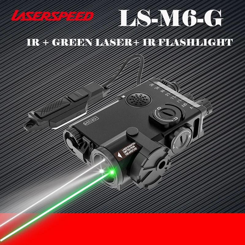 Laserspeed LS-M6 Compact Dual Beam Green and Infrared Aiming Laser Self Defense & IR Illuminator Tactical Scopes & Accessories