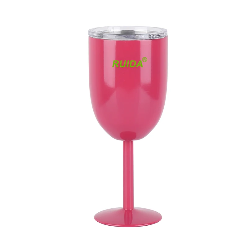 Wholesale Double Wall Stainless Steel Wine Glasses with Lid , Champagne Wine Glasses