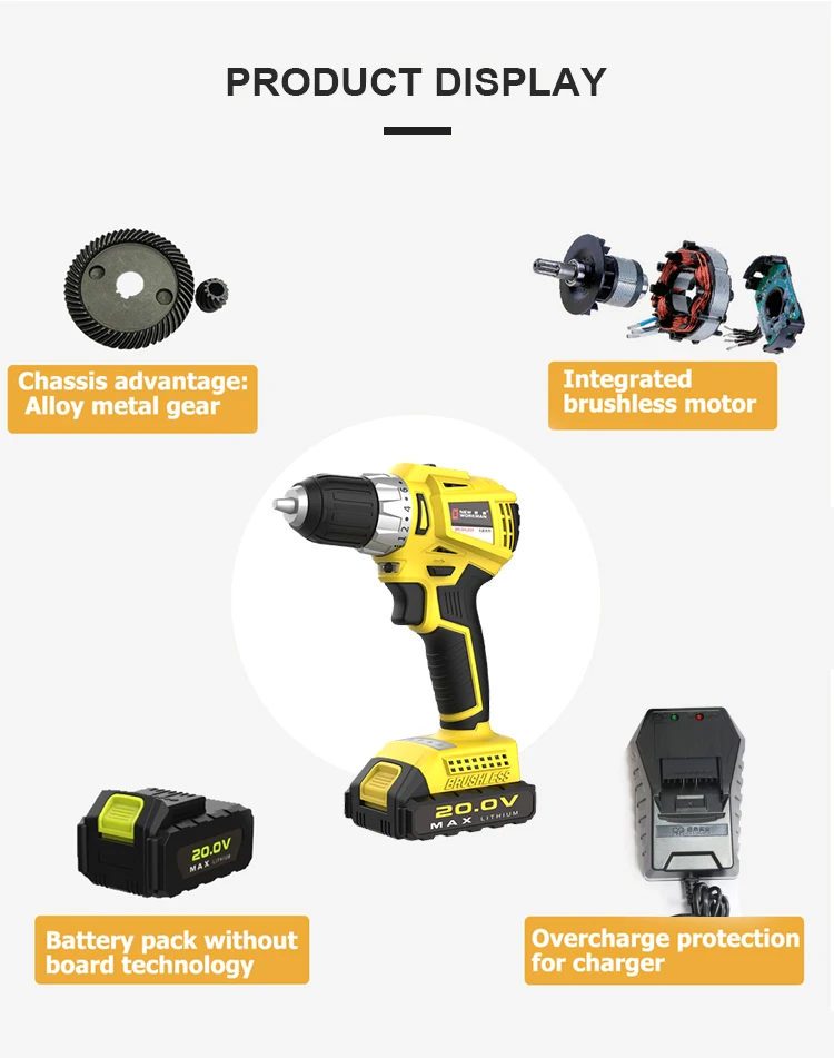 Cheap Lithium Battery Rechargeable power tools kit electric drill hand tools  brushless Motor Cordless drill