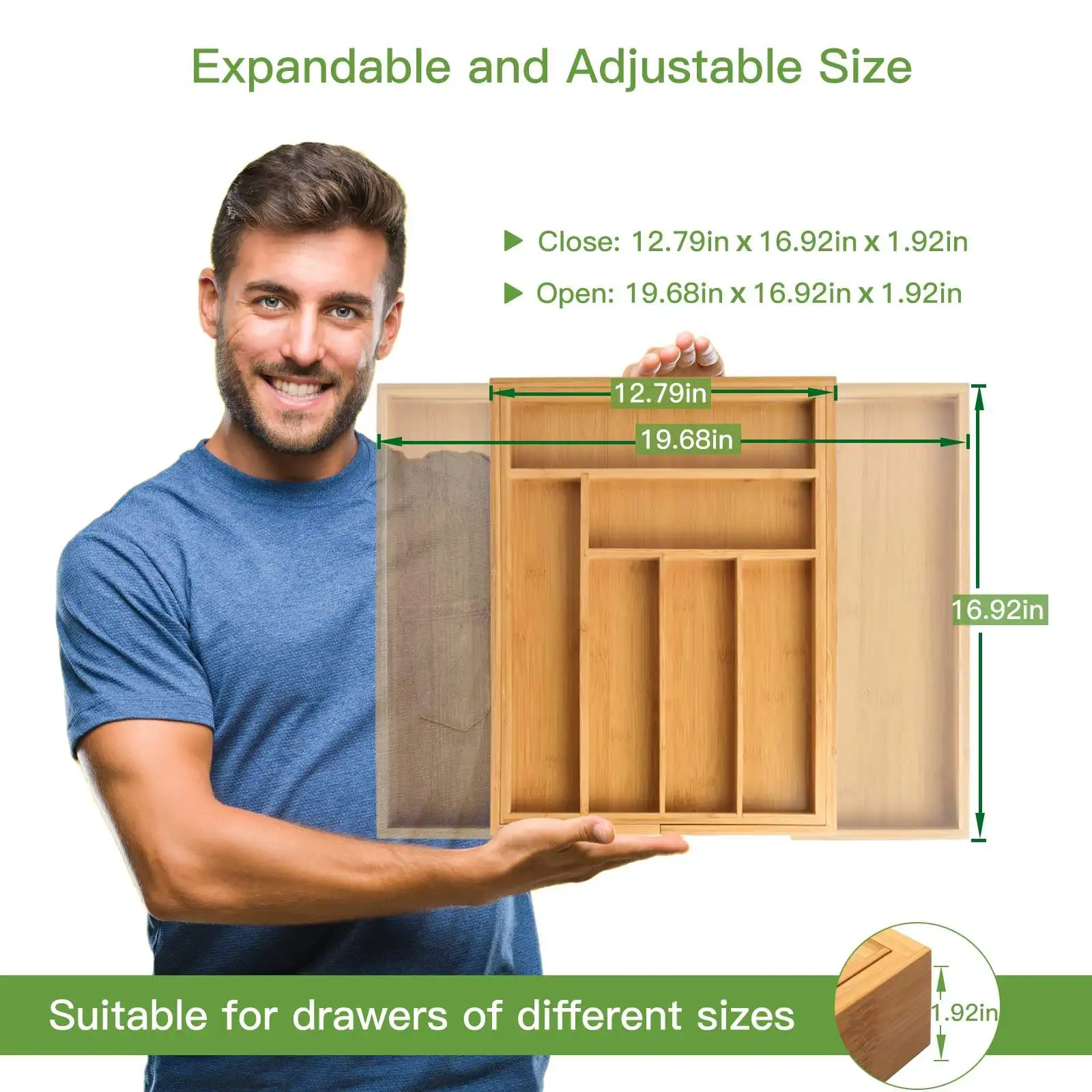 custom cutlery organizer Bamboo Expandable Drawer Organizer Adjustable Cutlery Tray organizer for the kitchen drawer