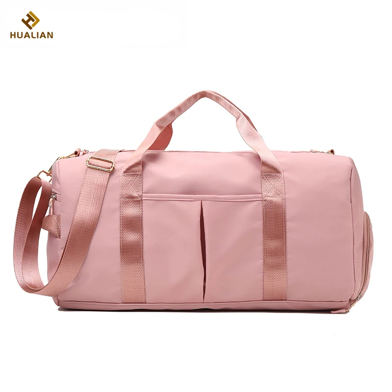 HUALIAN Customized logo Large capacity pink duffle bags gym women waterproof sports travel bag with compartment