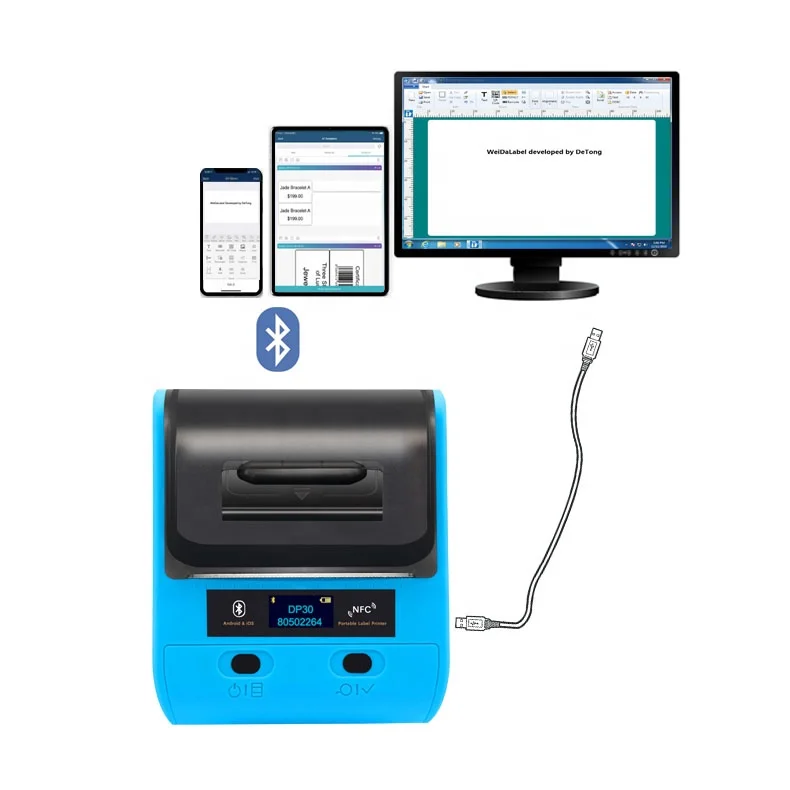 DeTong-DP30 80 мм миниатюрный термальный принтер OEM тепловой принтер для печати наклеек штрих-код QR код печати ярлыков