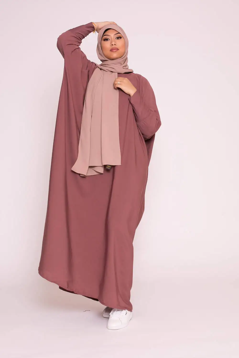 Ramadan New Arrival 2021 Dubai New Design Plus Size O Neck Long Sleeves Batwing Kaftans Abaya Dress For Muslim Women