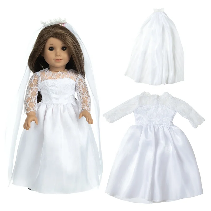 Bride wedding dress 18 Inch American Dolls Accessories 43 cm Doll Short skirt girls Doll Gown