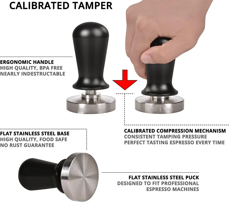 Калиброванный кофейный тампер для эспрессо-машины с подпружиненной фабрикой 51 мм/53 мм/58 мм