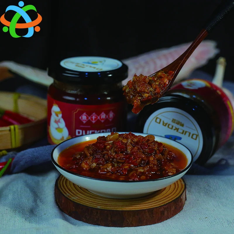 OEM Custom 160g Dried Fish Chili Sauce Glass Bottles Packaging Hot Sauce