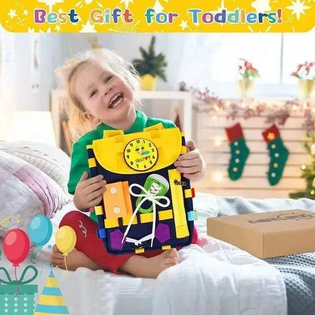 Baby Early Educational Toys Cartoon School Bags Learning Busy Board Backpack Bags for Children