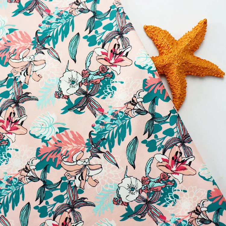 Wholesale 152cm*200gsm knitted digital printed flower pattern for dress