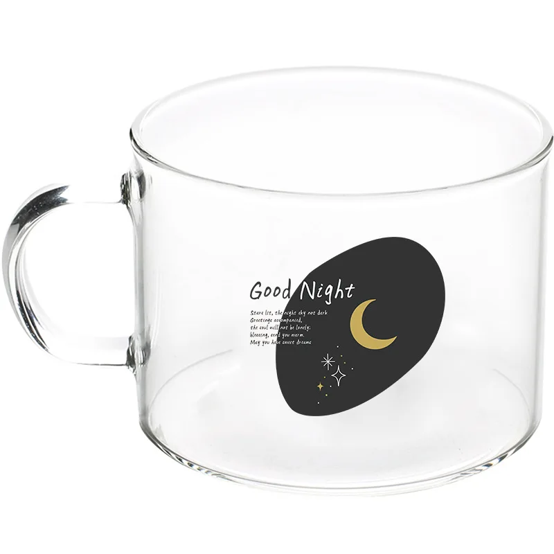 Стеклянная чашка с ремнем в скандинавском стиле, домашняя мультяшная стеклянная чашка, большая прозрачная чашка для завтрака с водой и молоком