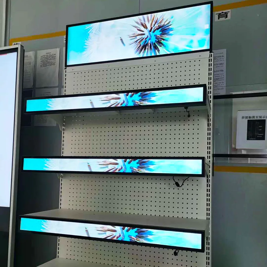 Полка край TFT цифровой растянутый бар ЖК-дисплей ультра широкий экран для рекламы супермаркета