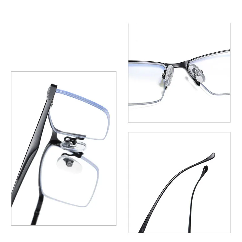 Euromonk Half Frame Anti Blue Ray Computer Glasses Men Screen Radiation Eyewear Eyeglasses Frames Anti Blue Light Blocking Glass