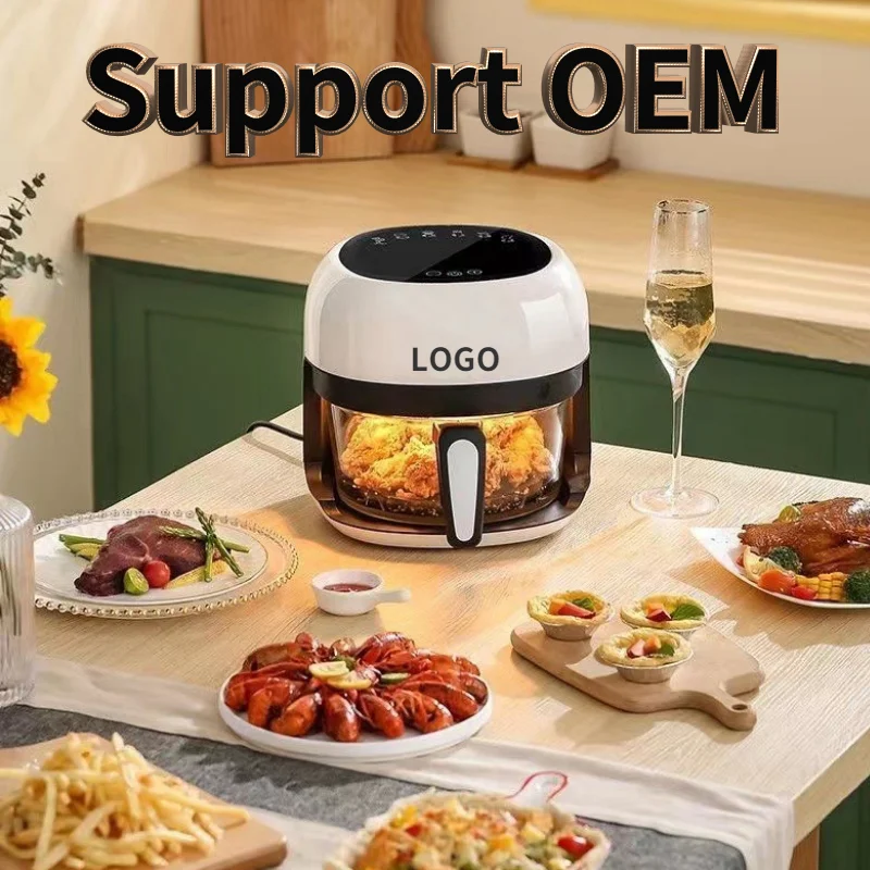 Home Appliances White Smart Touch Screen Toaster Visual 1200W 4.5L Air Fryer with Visualization