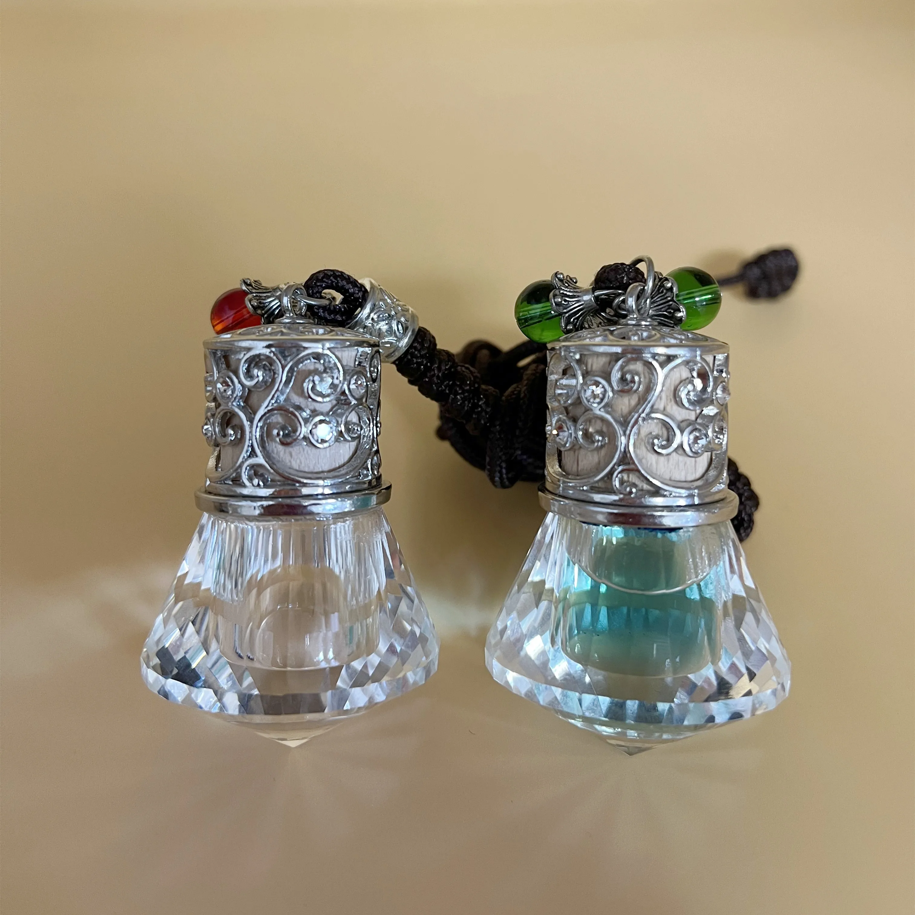 Air freshener car- Glass Bottles  Share Fancy 8ml Diamond Shape Clear Perfume Glass Bottle Empty Car with  Diffent metal cap