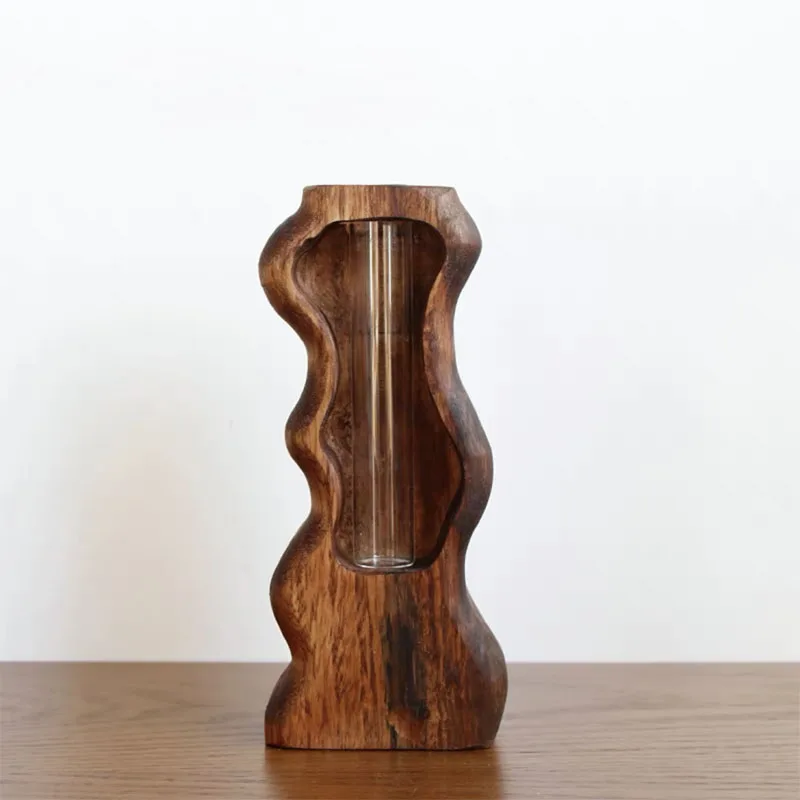 CSL Wholesale Decor Wood Vase Flower Good Quality Modern Style Wood Vases For Home