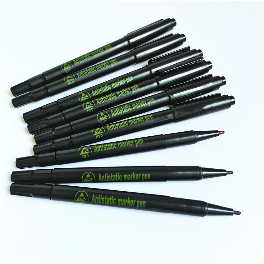 ESD Marker Pen for Office Box Black Customized LOGO Single Provided Permanent Moisture Proof Marking Marcadores Round Toe 50pcs