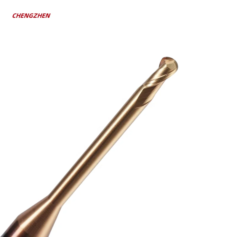HRC58 carbide nano coated 2 flute long handle ball head cutter for deep groove machining micro long neck ball head end mill R0.3