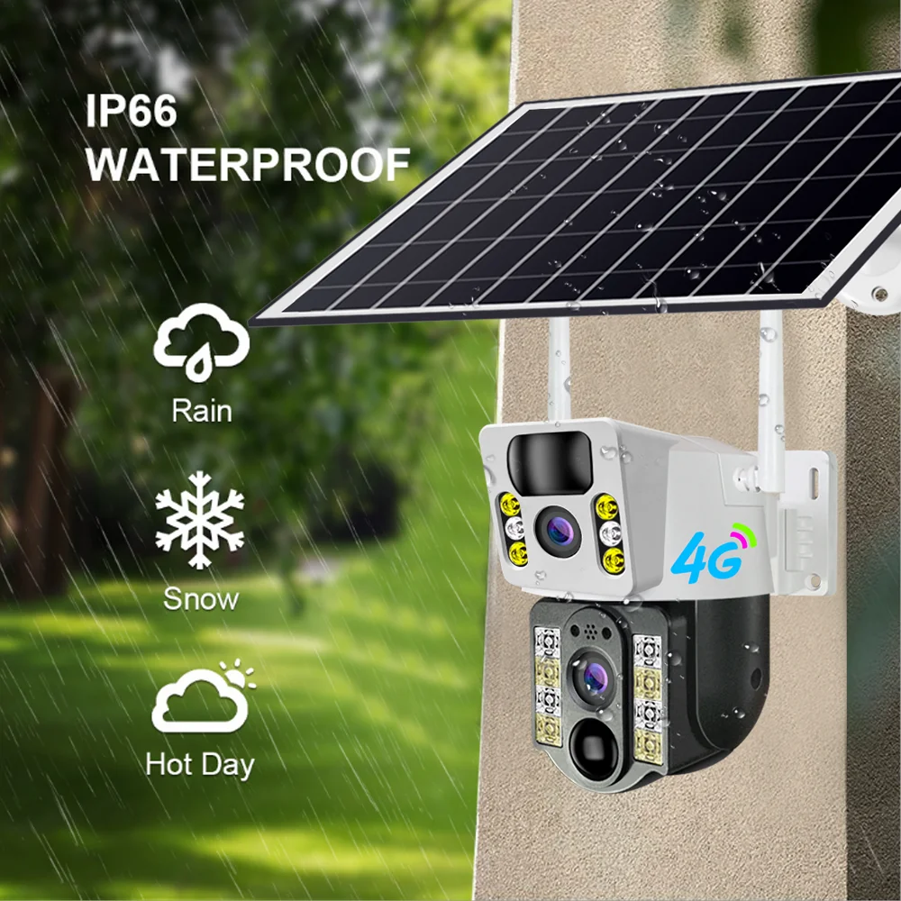 V380 Pro IP66 Waterproof 8MP solar camera PIR Night Vision Dual Lens IP Low Power 4G SIM Card with Battery Smart Home Camera