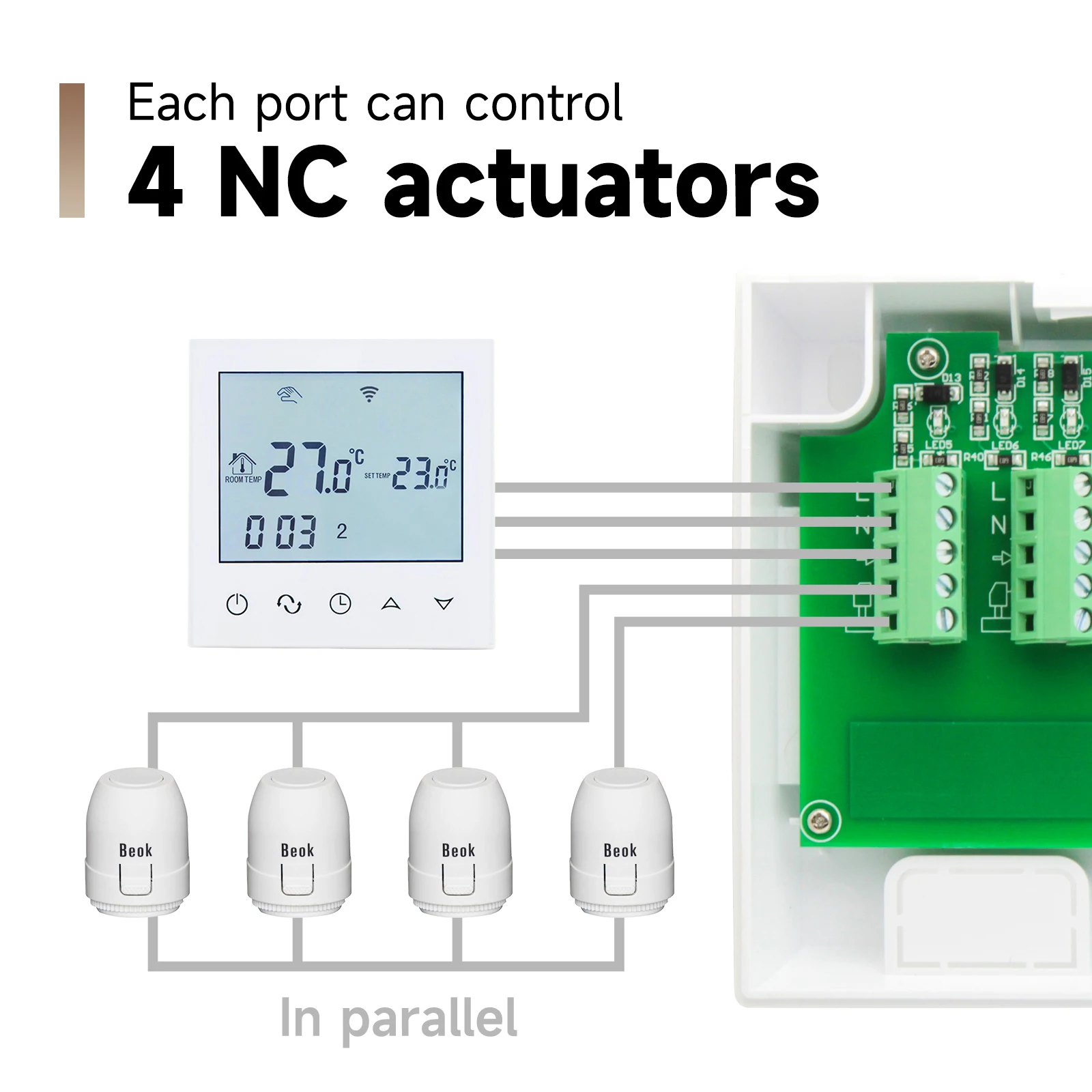 Beok CCT-10 Wired 8 Outputs Electric Hub Controller Box Gas Boiler Pump Room Thermostat for Water Floor Heating System
