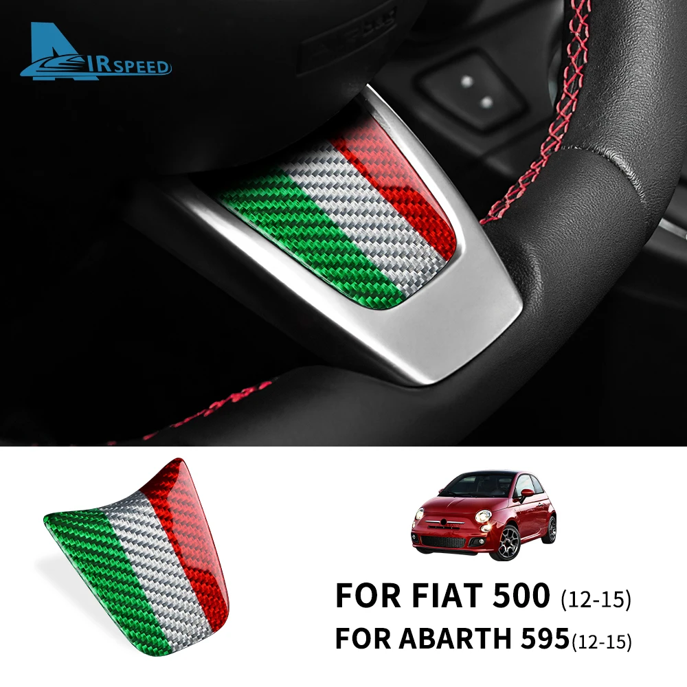 Real Hard Carbon Fiber Sticker For Fiat 500 Abarth 595 2012-2015 Car Bottom Tricolor Interior Trim Accessories
