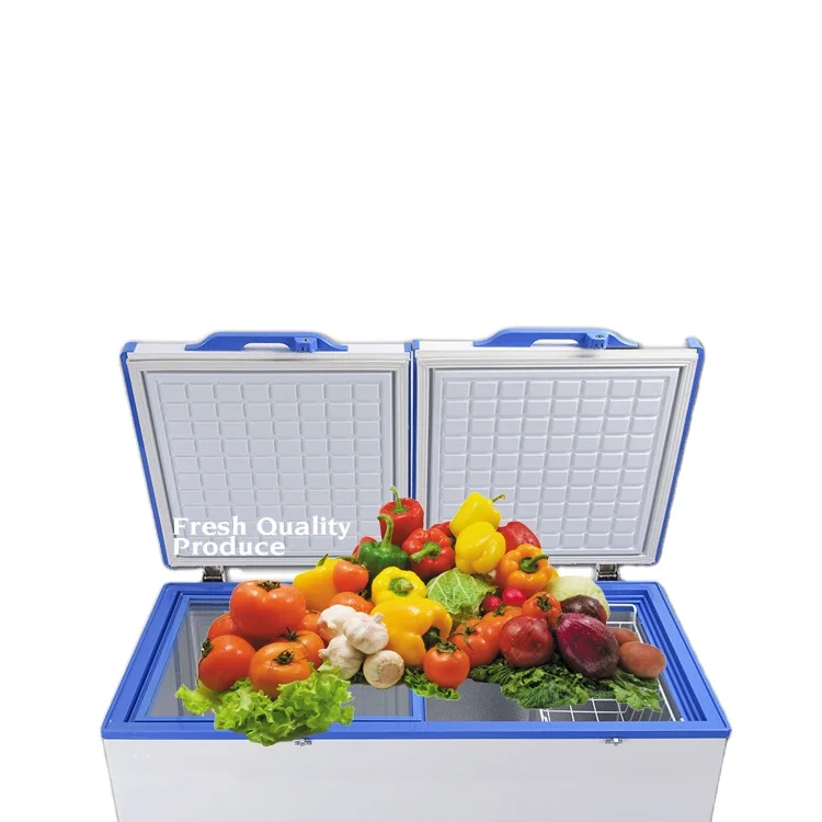 Renewable Energy DC 12v24v Solar Powered Double Doors BD/BC-358L Deep Freezer