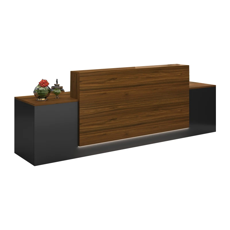 LANRAN E1 MFC  Panel Smooth Table Top Office Equipment Wood Reception Desk Front Desk