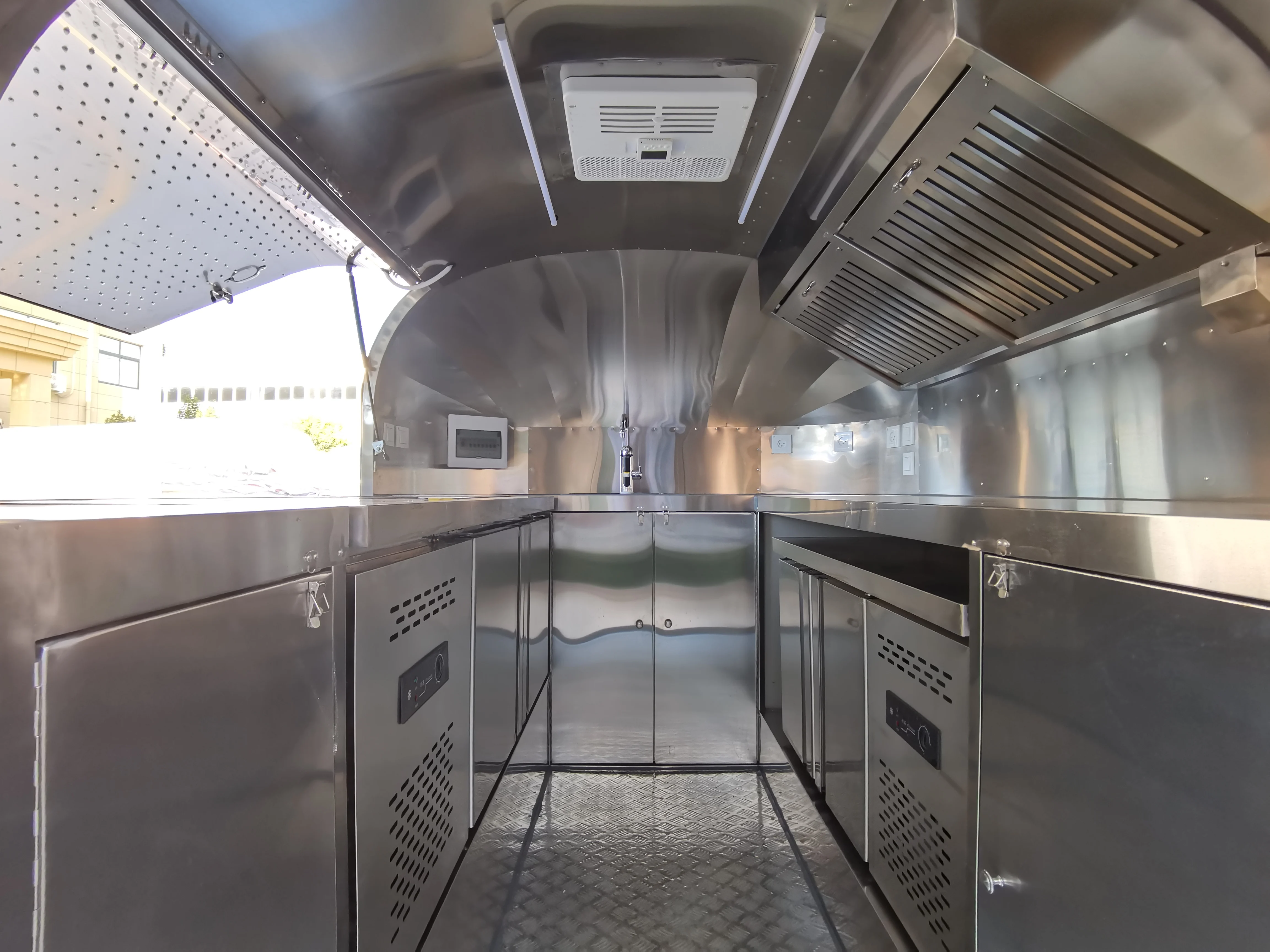 Stainless steel fully equipped food trailer kiosk shopping center and mobile fast food truck export to Israel