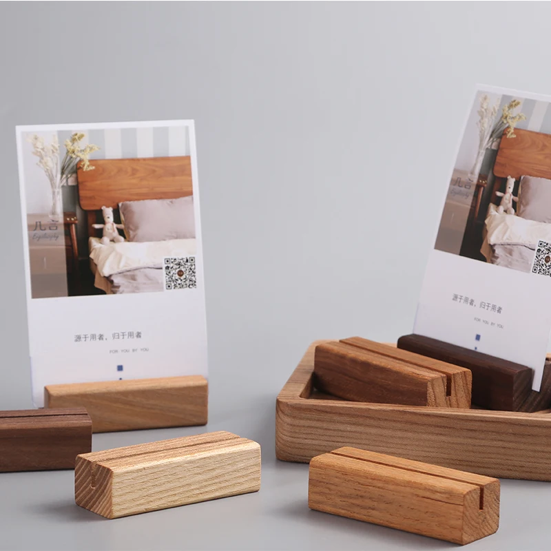 Custom cheaper photo card wood holder stand rectangle design display wooden card holder