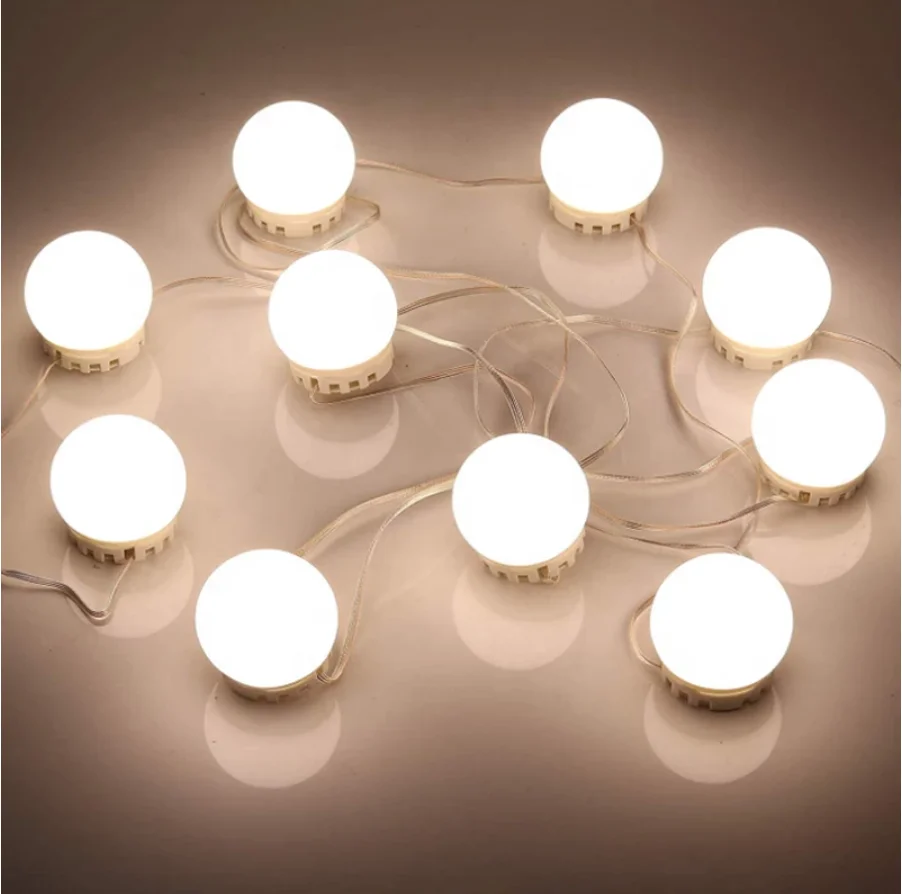 
Hollywood 10 LED Light Bulbs Adjustable Color and Brightness Vanity Mirror Lights for Makeup Dressing Room  (1600288499692)