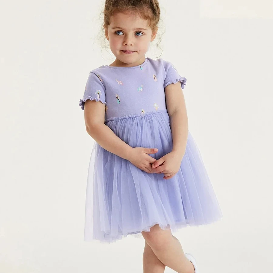 2024 Spring Summer New Arrival  Boutique Kids Clothing short sleeve Kids Princess tulle Dress Children Girls Printed Dress