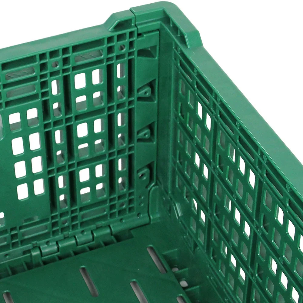 supermarket collapsible hard plastic storage fruit foldable vegetable egg transport basket bins crate with holes for sale