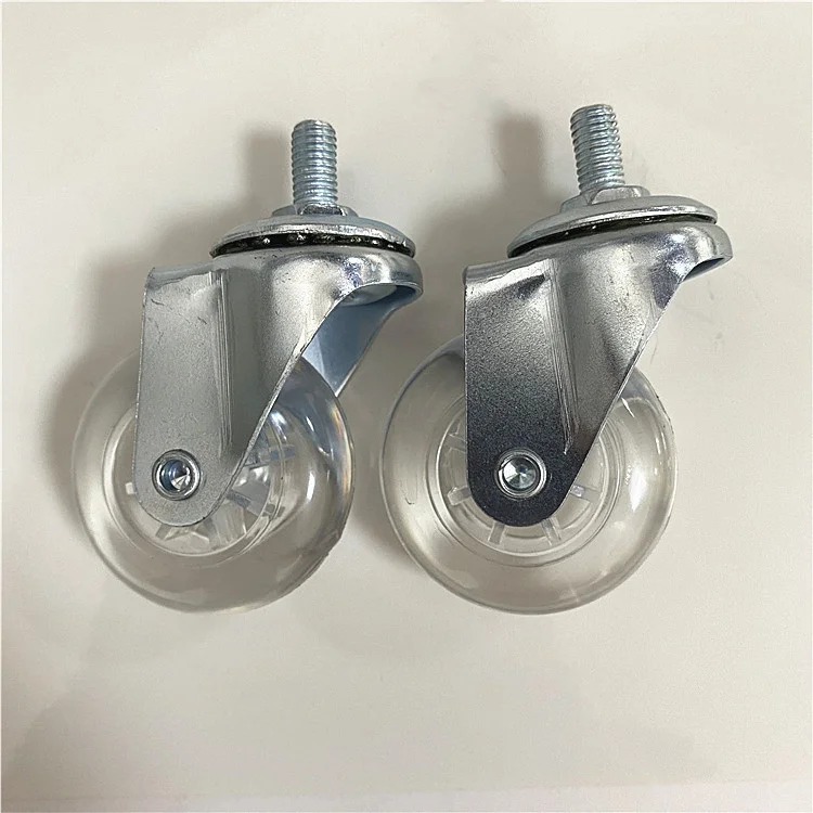 Manufacture Custom Office Chair Universal Casters PU Clamp Spring Bearing Wheels Silent Transparent Casters