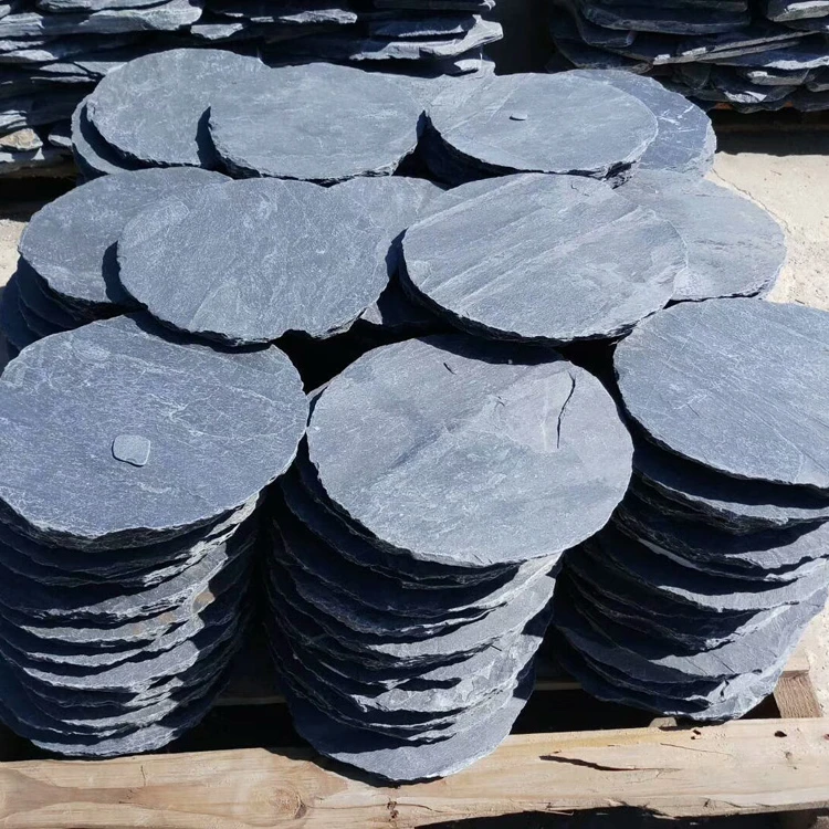 Outdoor Natural Round Blue Slate Garden Pavers Stepping Stone for Park Garden Yard Lawn Pathway Footway Sideway
