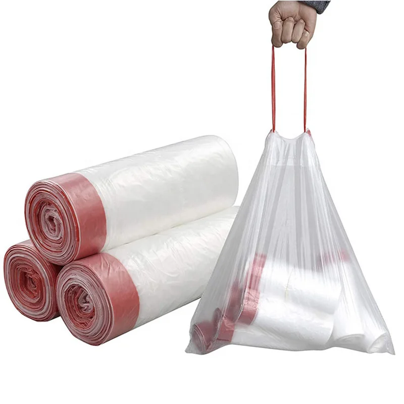 Customized colorful plastic pe draw tape garbage tall kitchen trash bags with drawstring