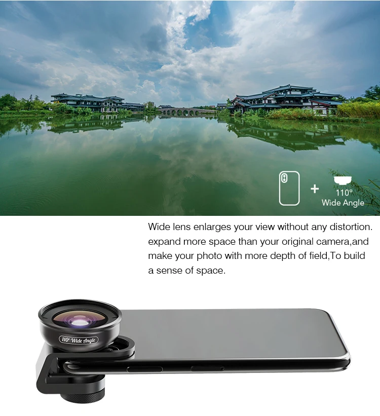 APEXEL Professional 4K HD 110 Degree Wide Angle Lens Mobile Phone Super Wide Camera Lens for iPhone X 11 and Android Smartphone