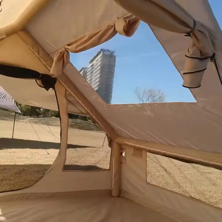 Portable One-Bedroom Family Camping Tent Waterproof Outdoor Large Canvas Oxford Fabric Automatic Features Gas Column Inflatable