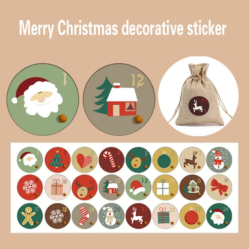 kids snowman deer sticker merry christmas 3.8 cm 4.5cm sheet for