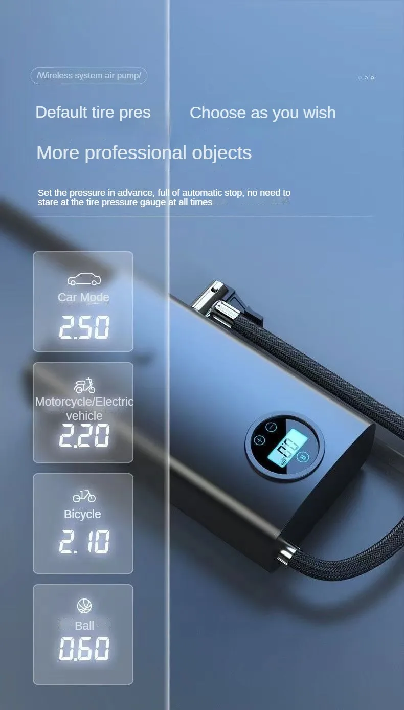 Hot Selling Portable Wireless Air Pump  Battery Car Accessories Electric Car Air Compressor Motorcycle Four Seasons Car Air Pump