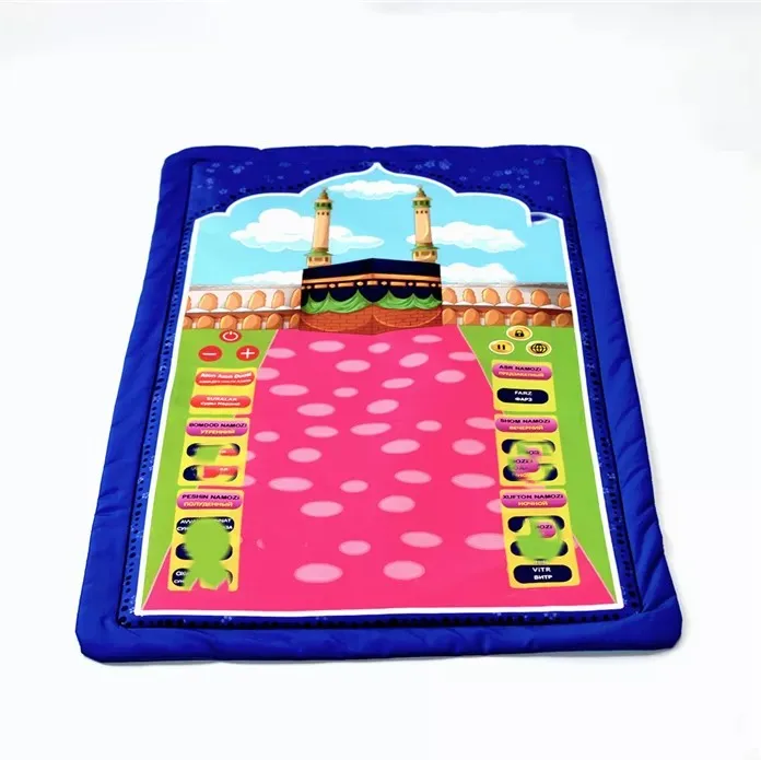 Muslim Gift Set Folding Islamic Learning Educational Interactive Prayer Mat for Kids for 3-9 Year Olds