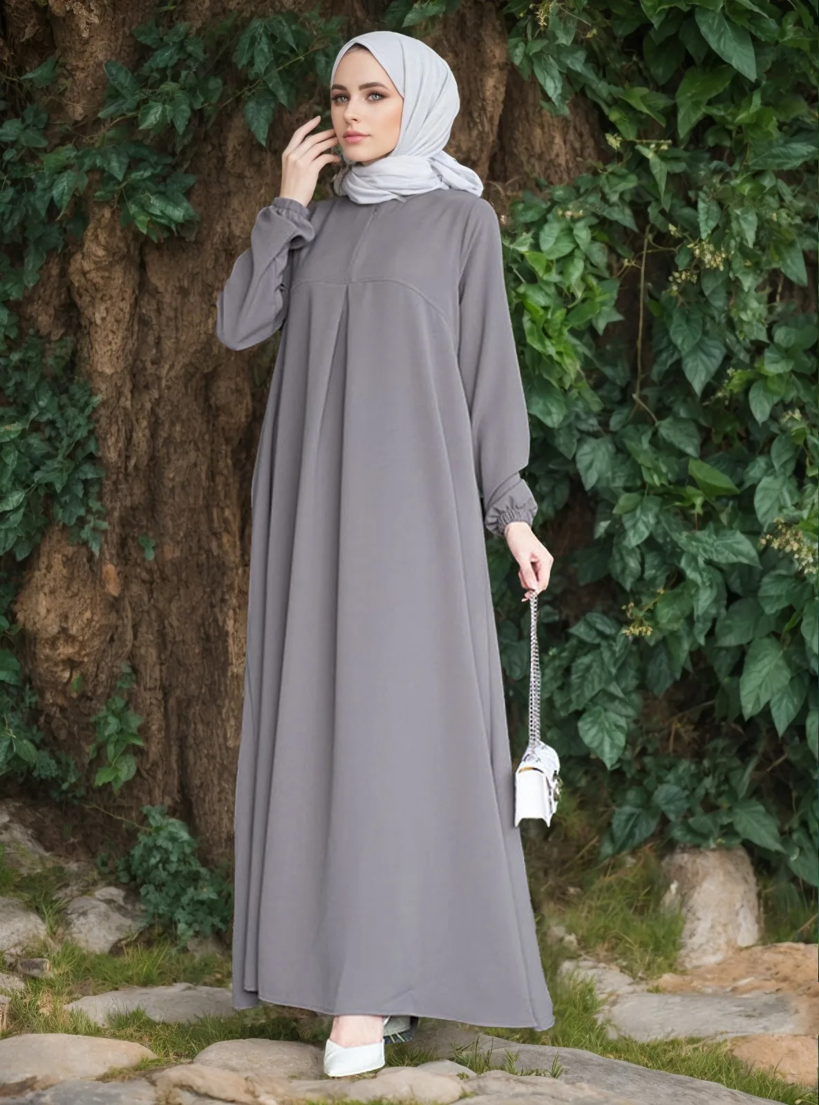Islamic Ethnic Clothing Ladies Muslim Kaftan Dresses Robe Modest Arab Turkish Long Sleeve Plus Size Abaya For Women S0163