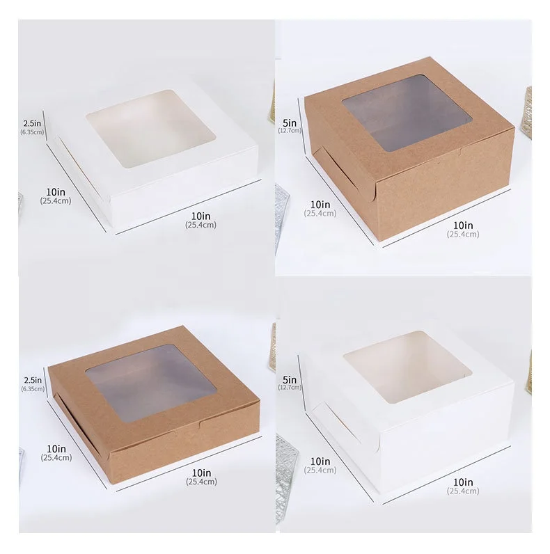 Cake Boxes in Bulk 12 x 12 x 6 inch Bento White Simple Basque Cheese Cake Boxes with Window Pastry Cupcake Muffin Cake Box