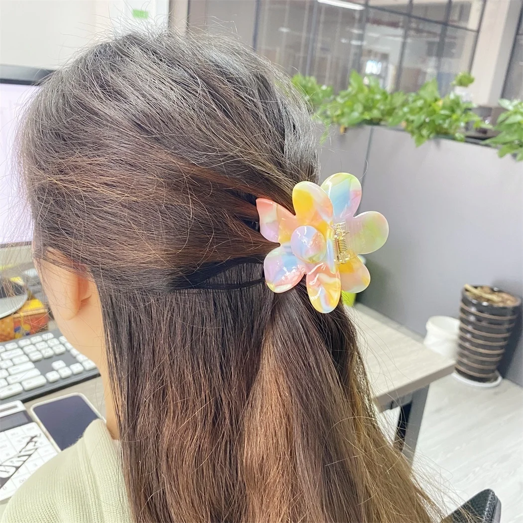 Acetic Acid Flower Hair Clip Temperament And Beautiful Hair Claw Back Head Updo Hairpin Girlish Style Shark Hair Claw Clips