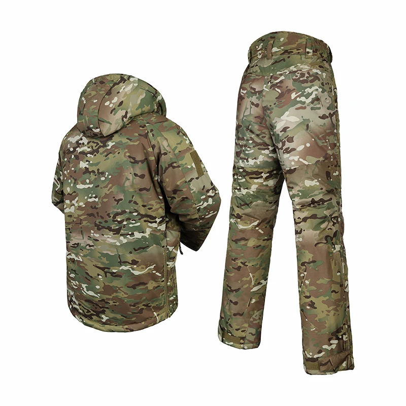 LUPU Cotton Combat Uniform Pants and Jacket Winter-Proof Outdoor Hooded Camouflage Waterproof Cotton Suit Feature for Hunting