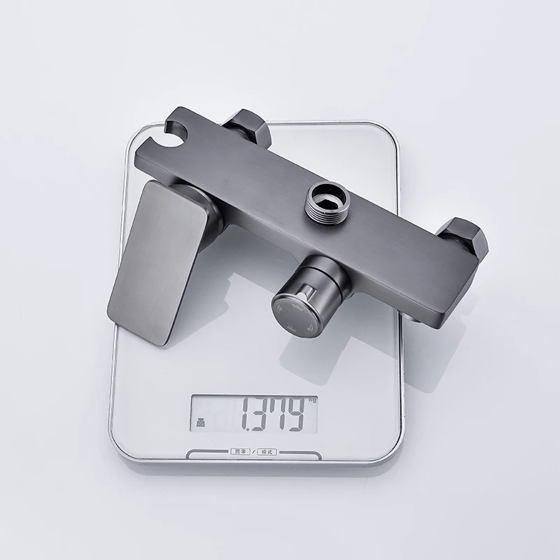 Piano Bathroom Shower Faucet Set Wall Mounted Gun Gray Piano Bath Shower System Solid Brass Bathtub Mixer Tap Rain Shower Head