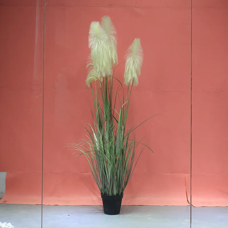White stone pine bark 1.9m5 head reed white flamingo onion grass lawn light green artificial window landscape