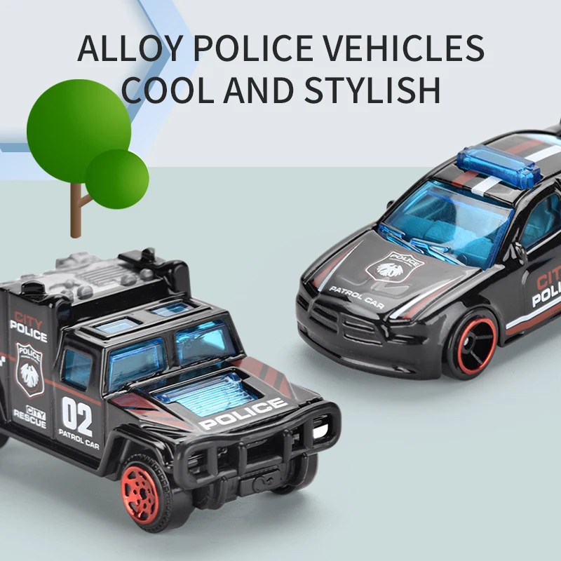 1:64 Police Car Set Toys Diecast Mini Alloy Car