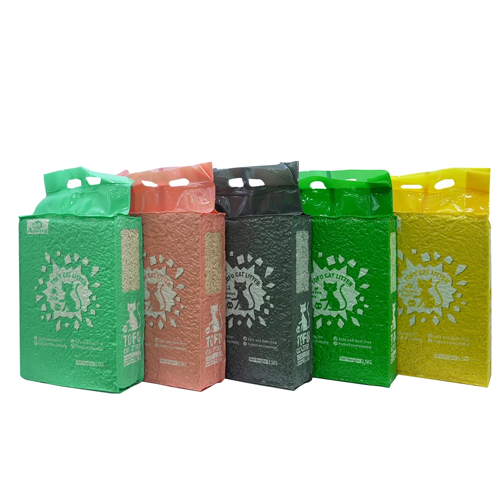 Factory Wholesale Custom Pet Product AOWANG 2.5KG Tofu Cat Litter Peach Scent Eco-friendly Natural Flushable Cat Litter Tofu OEM