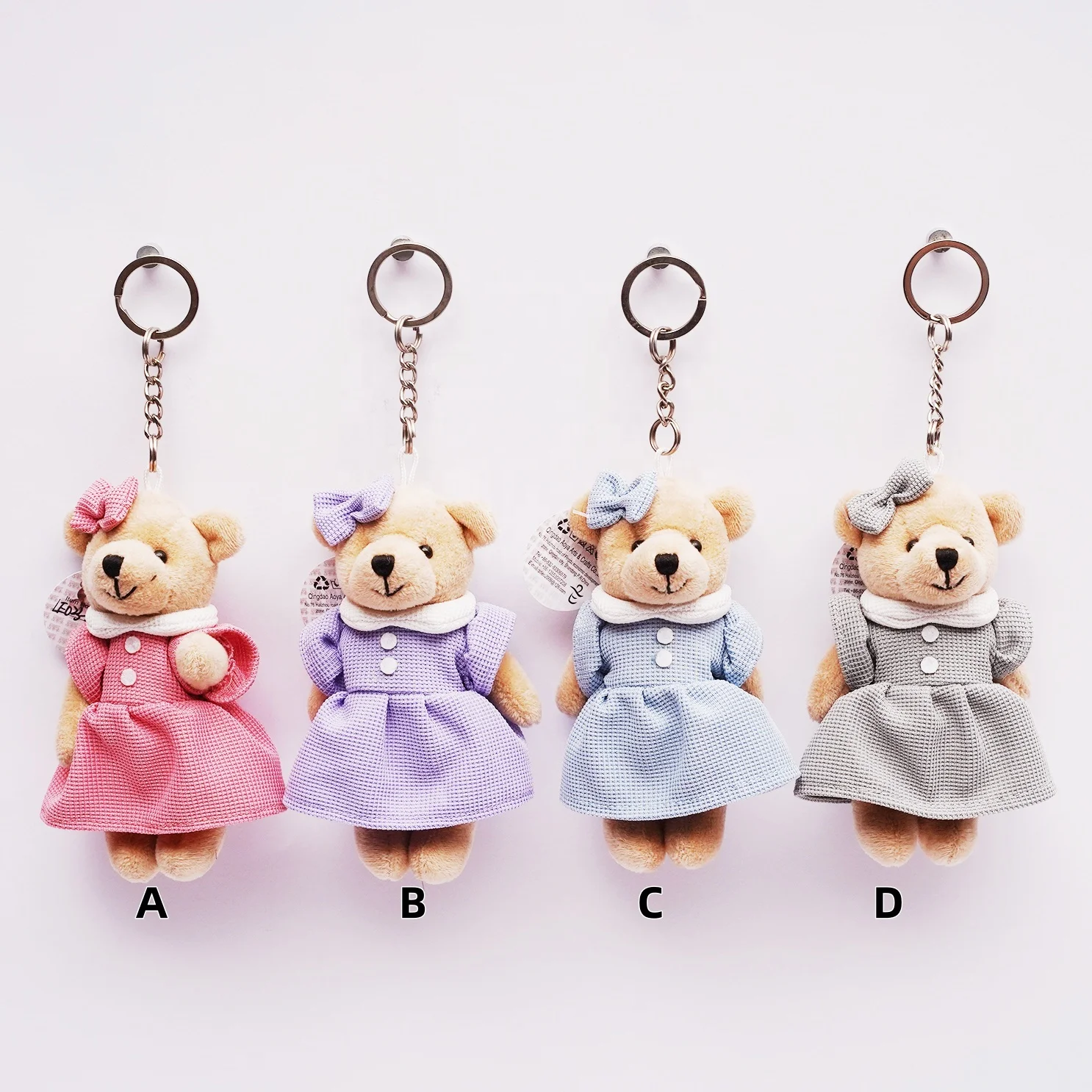 Customized mini Cute teddy bear Stuffed Keychain Soft Toy Animal Keyring Oem Custom Plush Keychain Stuffed Animal Toy