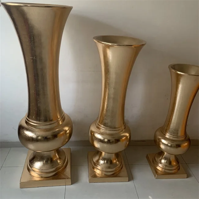 L-526 New Fashion European Style Gold Flower Vase Fiberglass Material Wedding Large for Table Decoration
